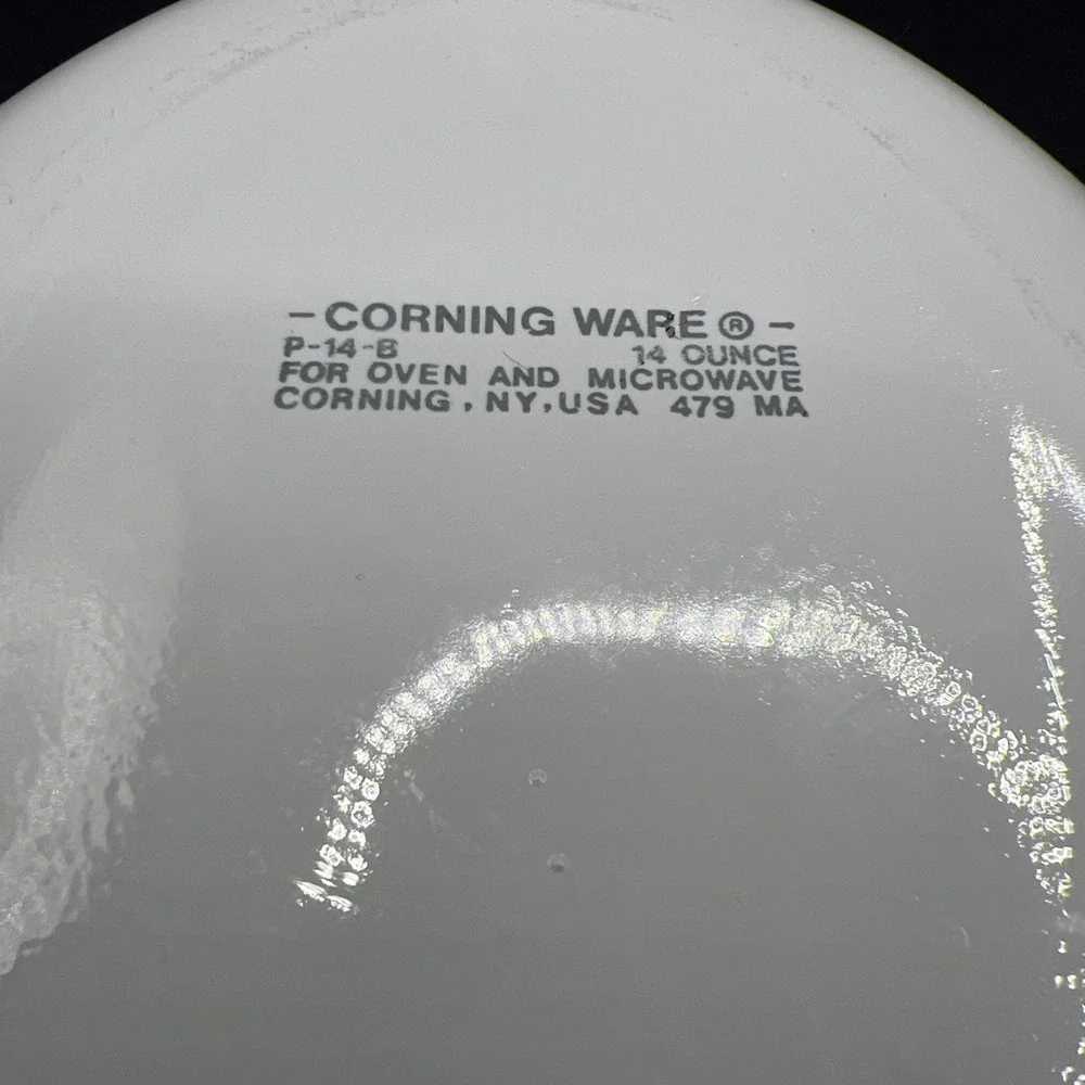 CORNING WARE  P-14-B  14 OZ. ‎ WHITE CASSEROLE DISH W/ CLEAR GLASS LID P-14-C